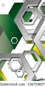 Abstract geometric background with hexagons, foliage color composition. Vector illustration
