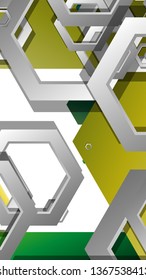 Abstract geometric background with hexagons, foliage color composition. Vector illustration