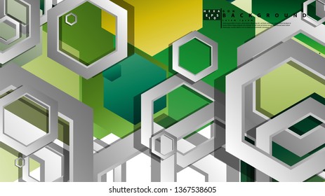 Abstract geometric background with hexagons, foliage color composition. Vector illustration