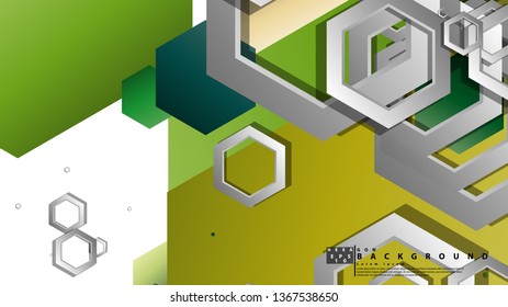 Abstract geometric background with hexagons, foliage color composition. Vector illustration