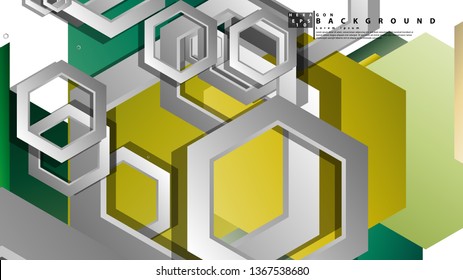 Abstract geometric background with hexagons, foliage color composition. Vector illustration