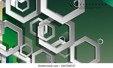 Abstract geometric background with hexagons, foliage color composition. Vector illustration