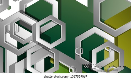 Abstract geometric background with hexagons, foliage color composition. Vector illustration