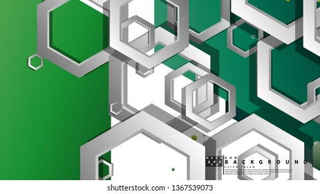 Abstract geometric background with hexagons, foliage color composition. Vector illustration