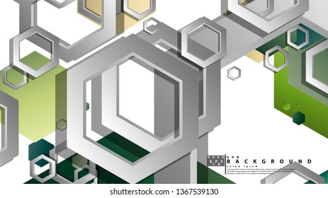 Abstract geometric background with hexagons, foliage color composition. Vector illustration