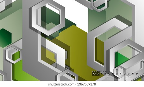Abstract geometric background with hexagons, foliage color composition. Vector illustration