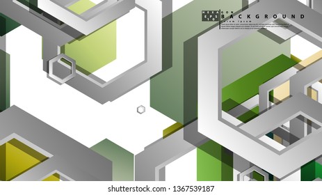 Abstract geometric background with hexagons, foliage color composition. Vector illustration