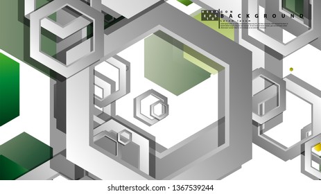 Abstract geometric background with hexagons, foliage color composition. Vector illustration