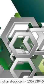 Abstract geometric background with hexagons, foliage color composition. Vector illustration