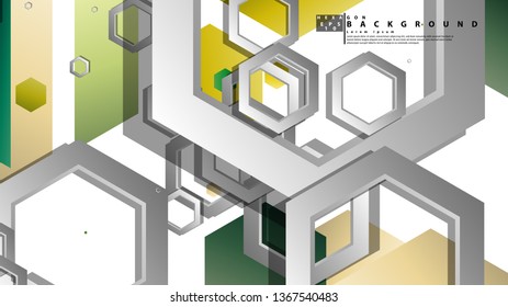 Abstract geometric background with hexagons, foliage color composition. Vector illustration