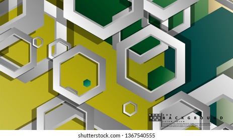 Abstract geometric background with hexagons, foliage color composition. Vector illustration