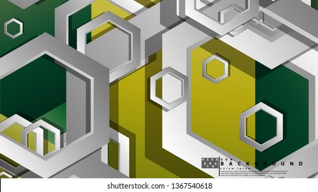 Abstract geometric background with hexagons, foliage color composition. Vector illustration