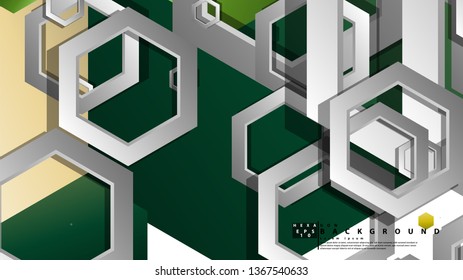 Abstract geometric background with hexagons, foliage color composition. Vector illustration
