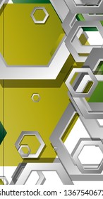 Abstract geometric background with hexagons, foliage color composition. Vector illustration