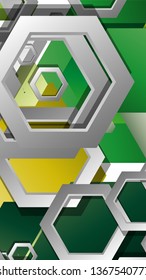 Abstract geometric background with hexagons, foliage color composition. Vector illustration