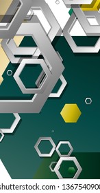 Abstract geometric background with hexagons, foliage color composition. Vector illustration