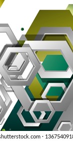 Abstract geometric background with hexagons, foliage color composition. Vector illustration