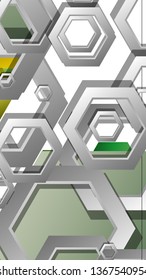 Abstract geometric background with hexagons, foliage color composition. Vector illustration