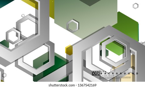 Abstract geometric background with hexagons, foliage color composition. Vector illustration