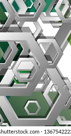 Abstract geometric background with hexagons, foliage color composition. Vector illustration