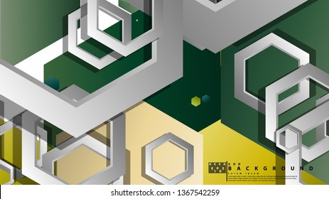 Abstract geometric background with hexagons, foliage color composition. Vector illustration