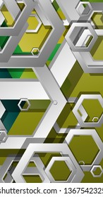 Abstract geometric background with hexagons, foliage color composition. Vector illustration
