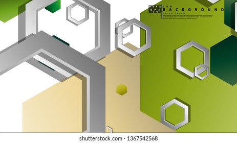 Abstract geometric background with hexagons, foliage color composition. Vector illustration