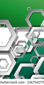Abstract geometric background with hexagons, foliage color composition. Vector illustration
