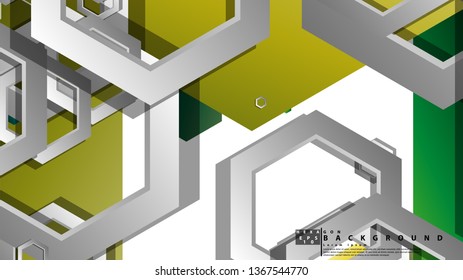 Abstract geometric background with hexagons, foliage color composition. Vector illustration