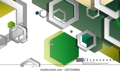 Abstract geometric background with hexagons, foliage color composition. Vector illustration
