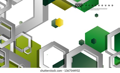 Abstract geometric background with hexagons, foliage color composition. Vector illustration