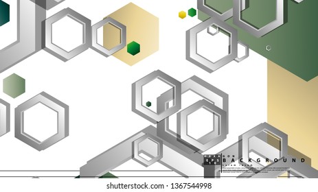 Abstract geometric background with hexagons, foliage color composition. Vector illustration