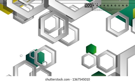 Abstract geometric background with hexagons, foliage color composition. Vector illustration