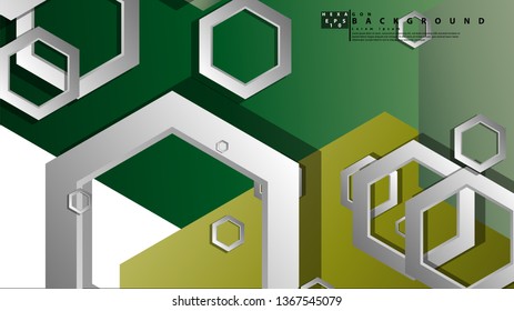 Abstract geometric background with hexagons, foliage color composition. Vector illustration