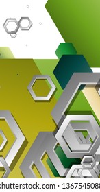 Abstract geometric background with hexagons, foliage color composition. Vector illustration