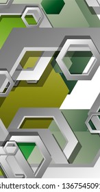 Abstract geometric background with hexagons, foliage color composition. Vector illustration