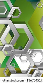 Abstract geometric background with hexagons, foliage color composition. Vector illustration
