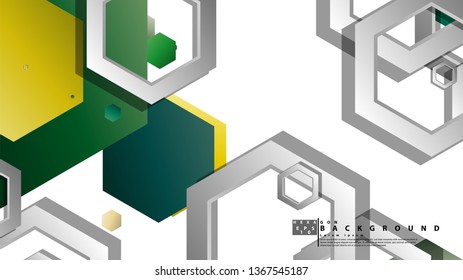 Abstract geometric background with hexagons, foliage color composition. Vector illustration