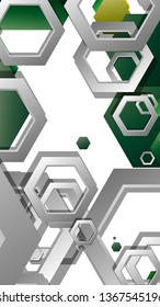 Abstract geometric background with hexagons, foliage color composition. Vector illustration