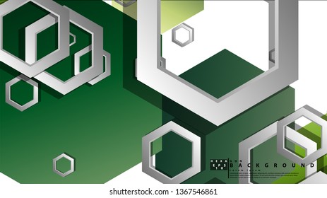 Abstract geometric background with hexagons, foliage color composition. Vector illustration
