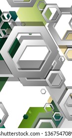 Abstract geometric background with hexagons, foliage color composition. Vector illustration