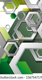 Abstract geometric background with hexagons, foliage color composition. Vector illustration