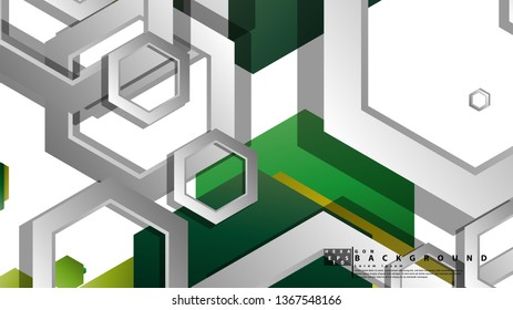 Abstract geometric background with hexagons, foliage color composition. Vector illustration