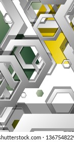 Abstract geometric background with hexagons, foliage color composition. Vector illustration