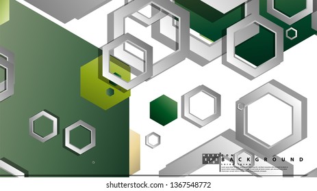 Abstract geometric background with hexagons, foliage color composition. Vector illustration