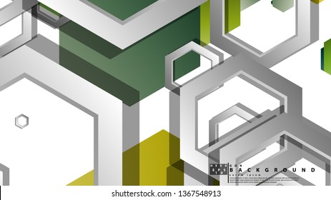 Abstract geometric background with hexagons, foliage color composition. Vector illustration