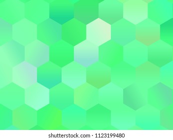 Abstract geometric background with hexagons. Green. Color gradient pattern, Vector illustration