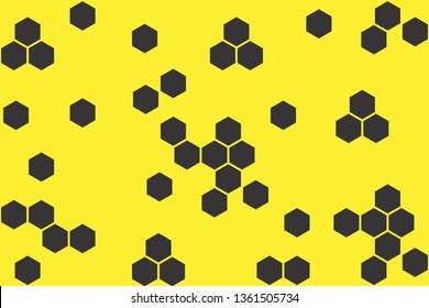Abstract geometric background with hexagons on yellow background. Seamless texture with honeycomb