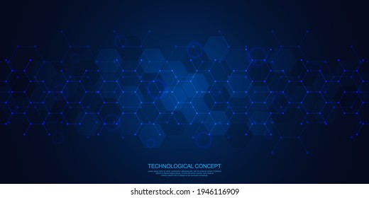 Abstrakter geometrischer Hintergrund mit Hexagonmuster. Das Design-Element der sechseckigen Form. Konzepte und Ideen für Technologie, Wissenschaft und Medizin. Vektorgrafik