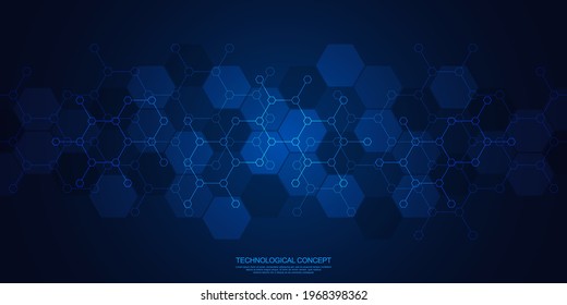 Abstract geometric background with hexagons pattern. The design element of hexagonal shape. Concepts and ideas for technology, science, and medicine. Vector illustration